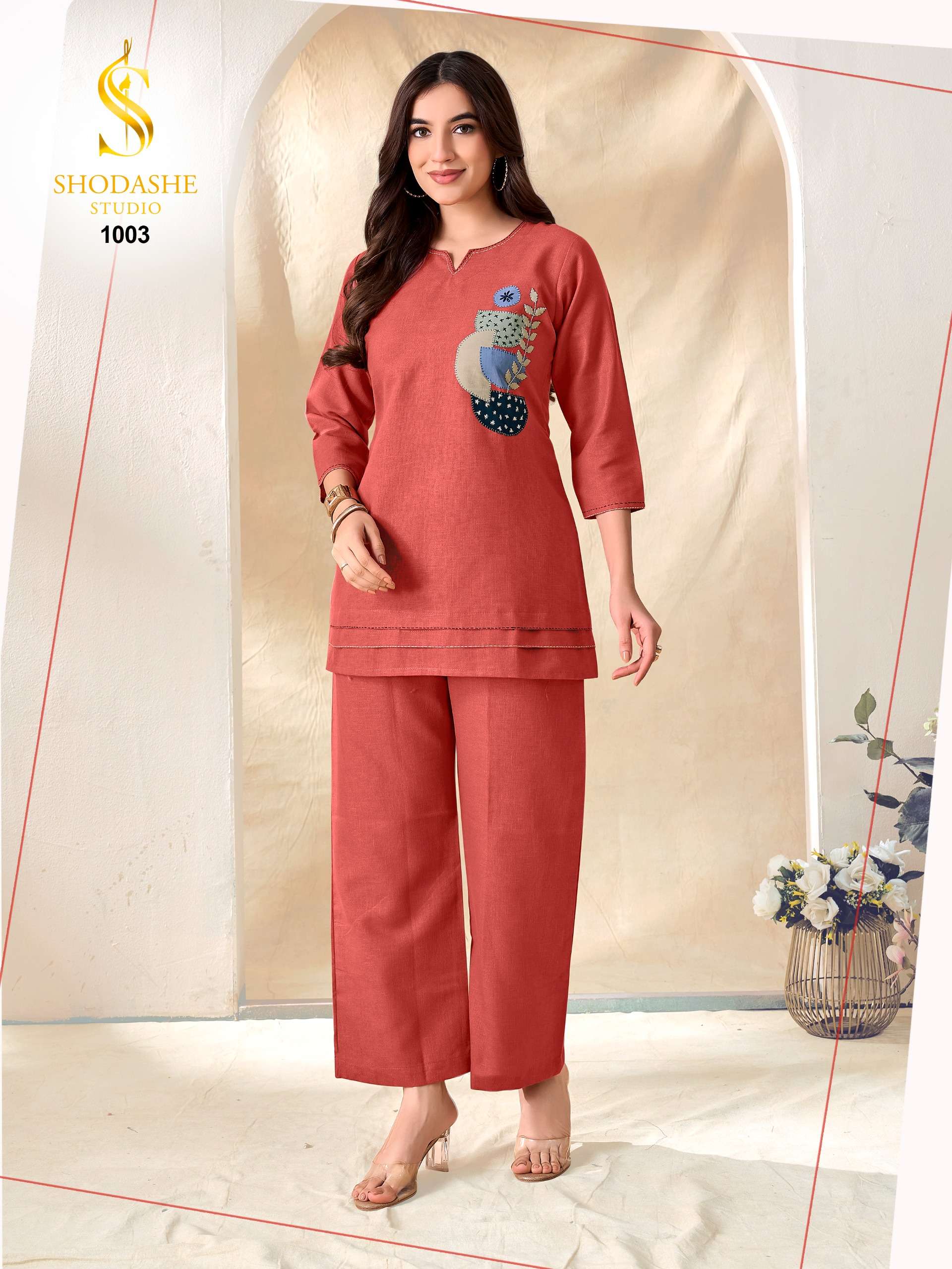 SHODASHE STUDIO MILIE FESTIVAL LINEN CO ORD SET SHIRT TYPE 2 PIECE WOMEN OFFICE EXPORT